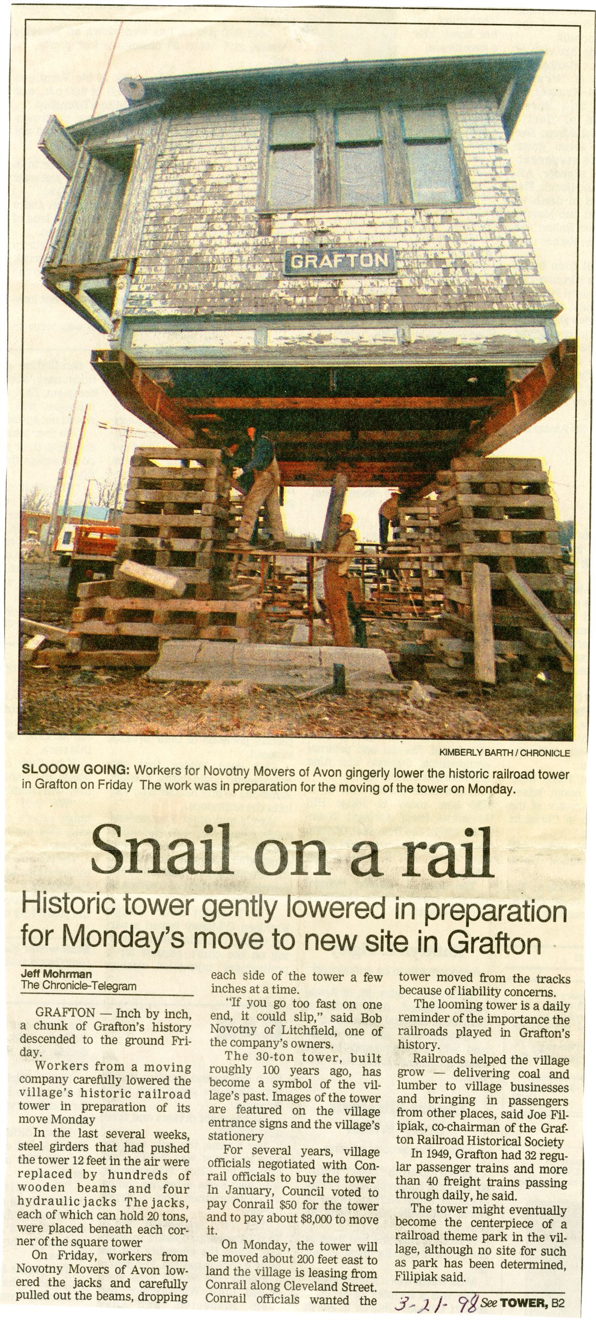 Article about the tower move 1998