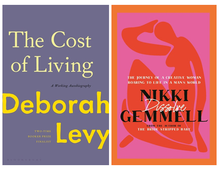 Covers of The Cost of Living: A Working Autobiography by Deborah Levy and Dissolve by Nikki Gemmell