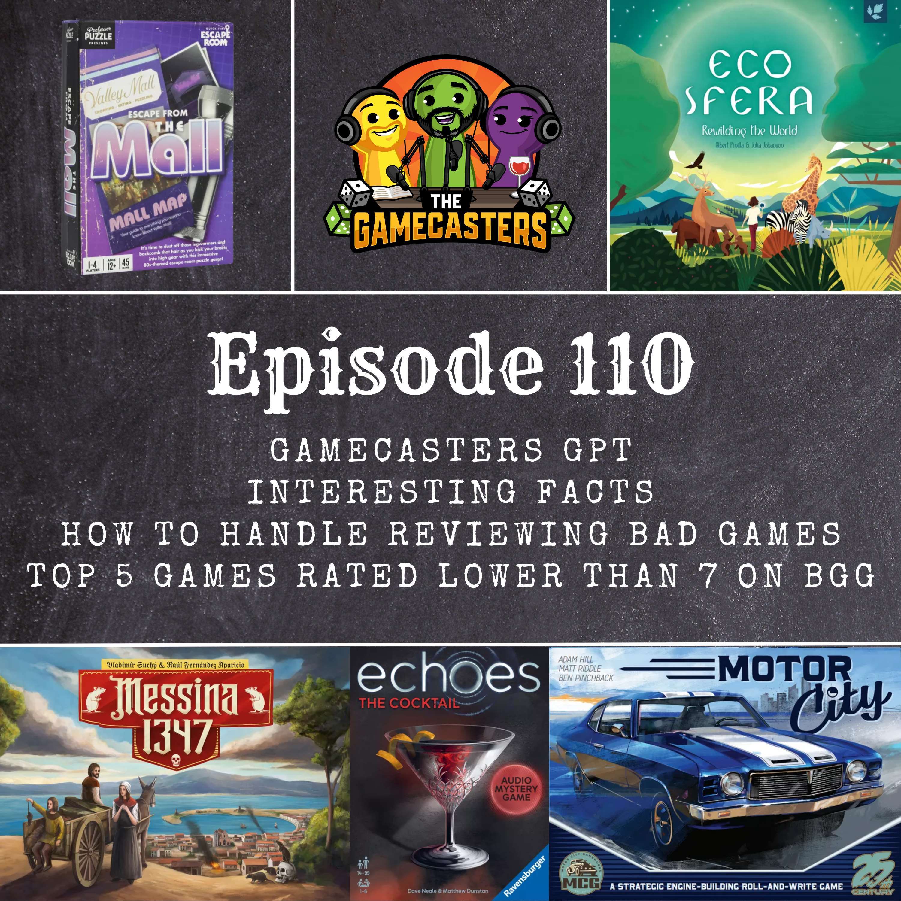 Episode 110: Messina 1347, Motor City, Echoes, Escape From The Mall, Ecosfera - Top 5 Games Under BGG 7.0