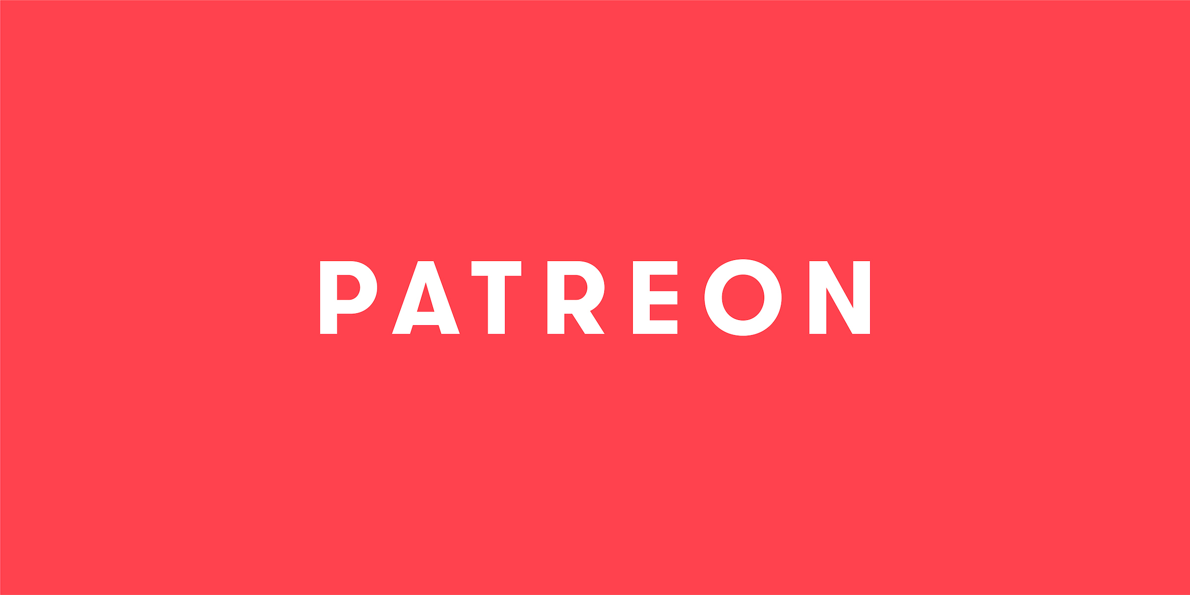 Patreon logo with white bold font and coral background