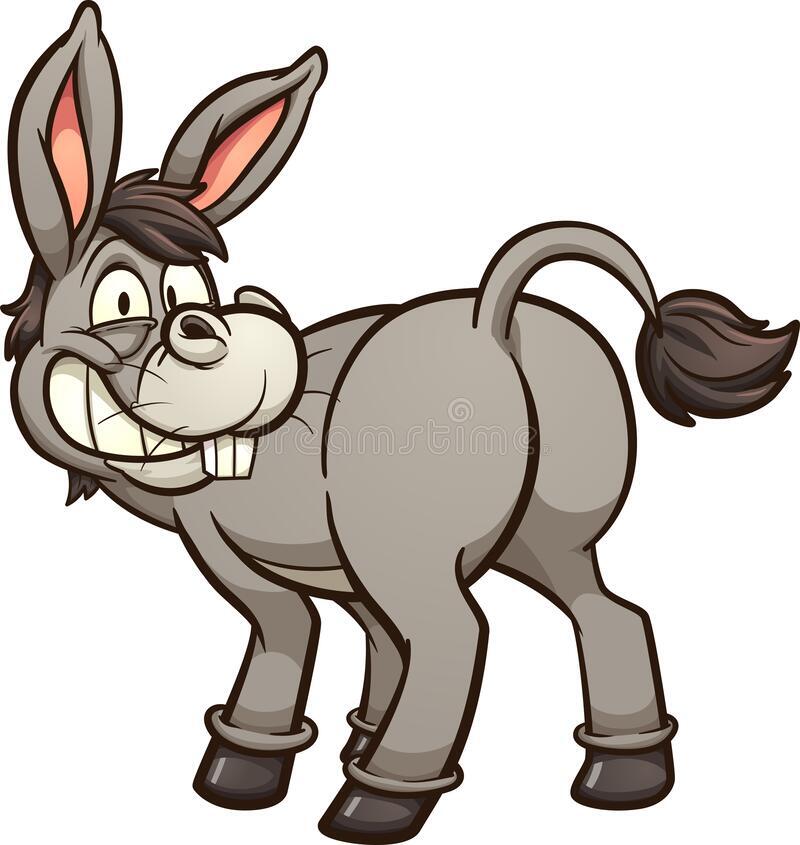 cartoon-donkey-looking-back-smiling-vector-cl...